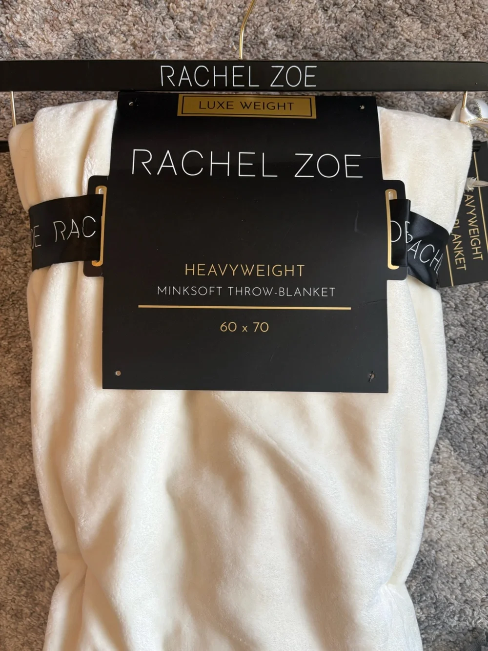 Rachel Zoe Cream Plush Minksoft Throw Blanket 60 x 70”